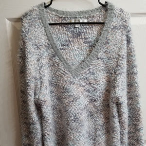 Lauren Conrad fuzzy multi colored v neck sweater